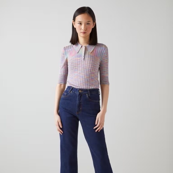 LK Bennett Marina Multi-Coloured Ribbed Knit Top - Picture 3 of 5